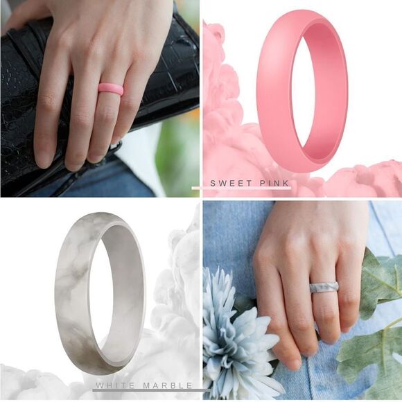 Silicone Wedding Bands Pack of 7 - Picture 5 of 5